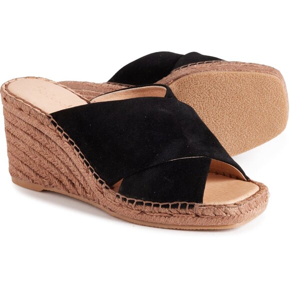 NEW Splendid Britt Wedge Sandals - Suede For Women black 362sn - Picture 1 of 5